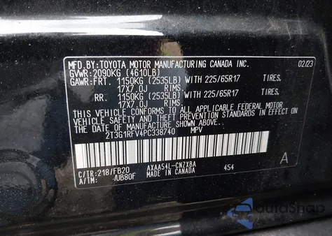 2023 Toyota Rav4 Le z USA, uszkodzony, nr VIN 2T3G1RFV4PC338740